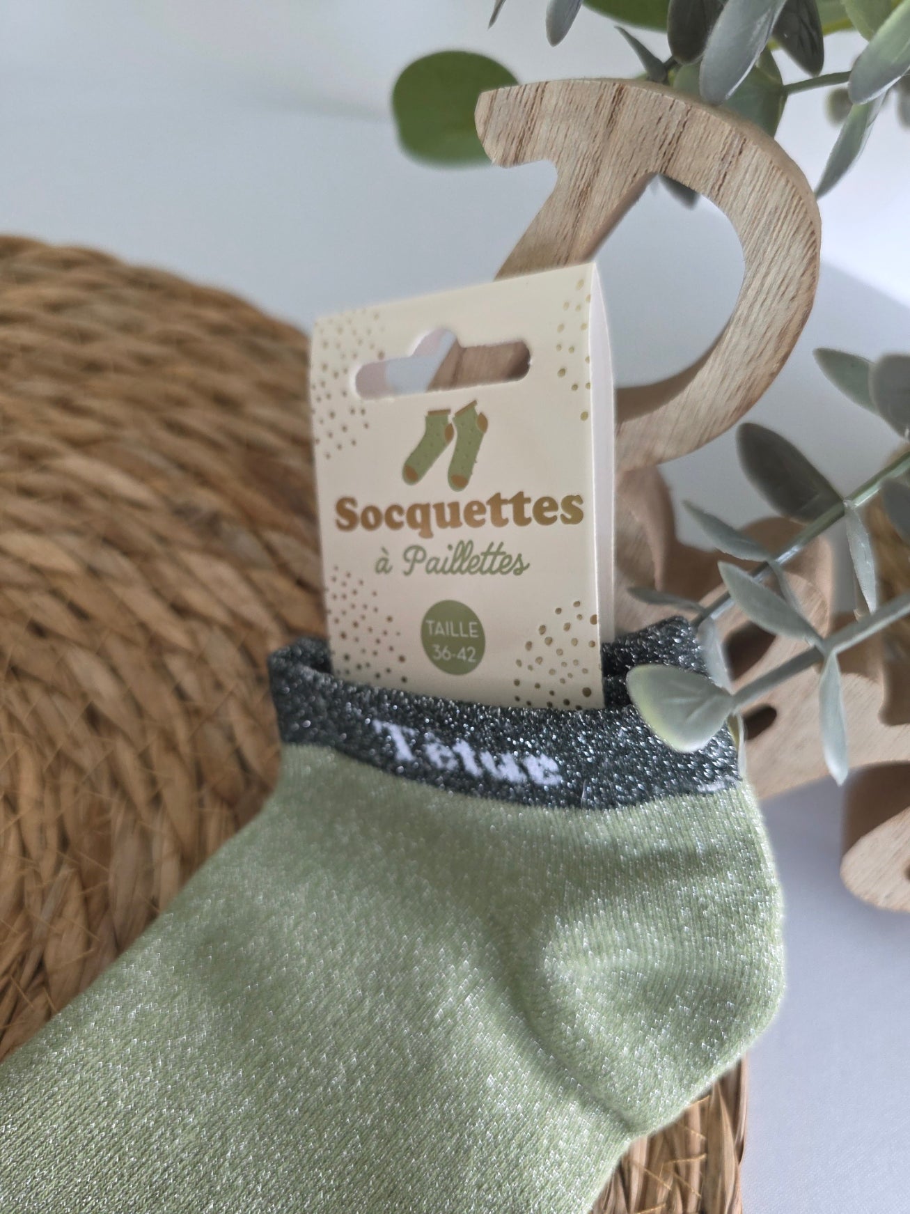TETUE - Socquette à Paillette Vert
