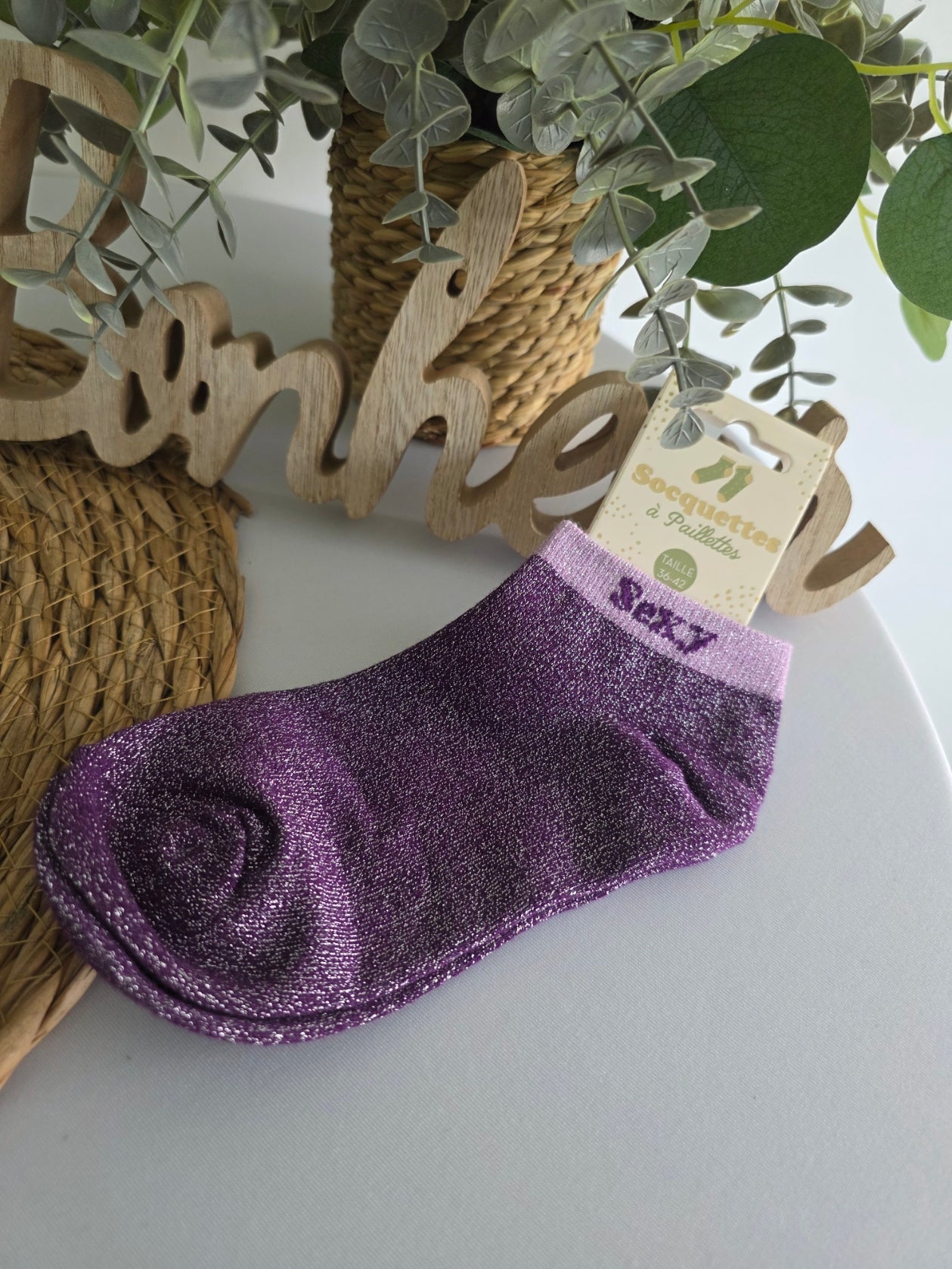 SEXY - Socquette à Paillette Violet