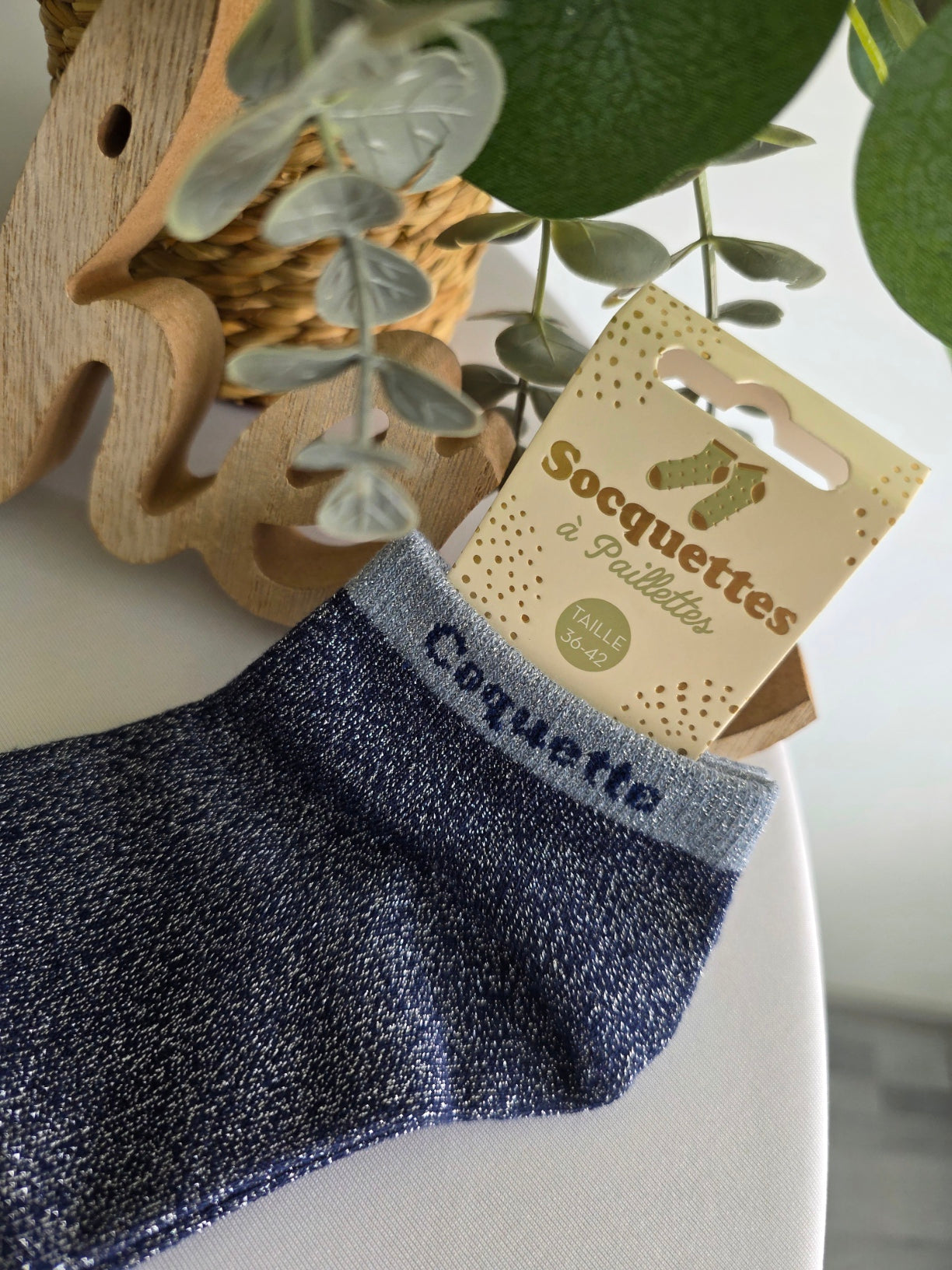 COQUETTE - Socquette à Paillette Bleu Marine