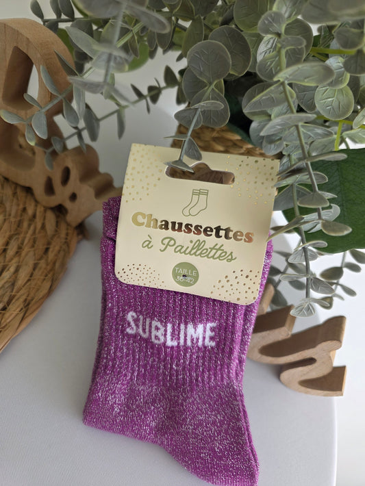 SUBLIME - Chaussette à Paillette Violet
