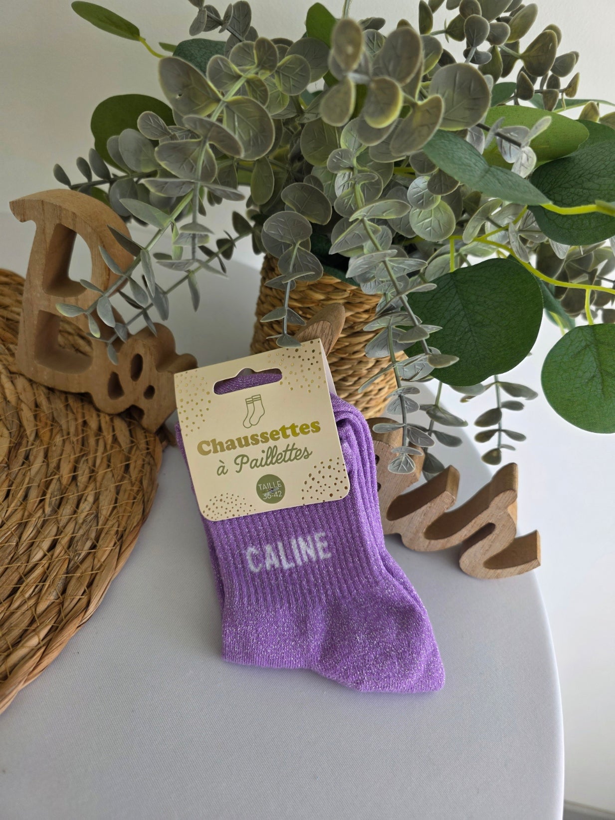 CALINE - Chaussette à Paillette Lilas