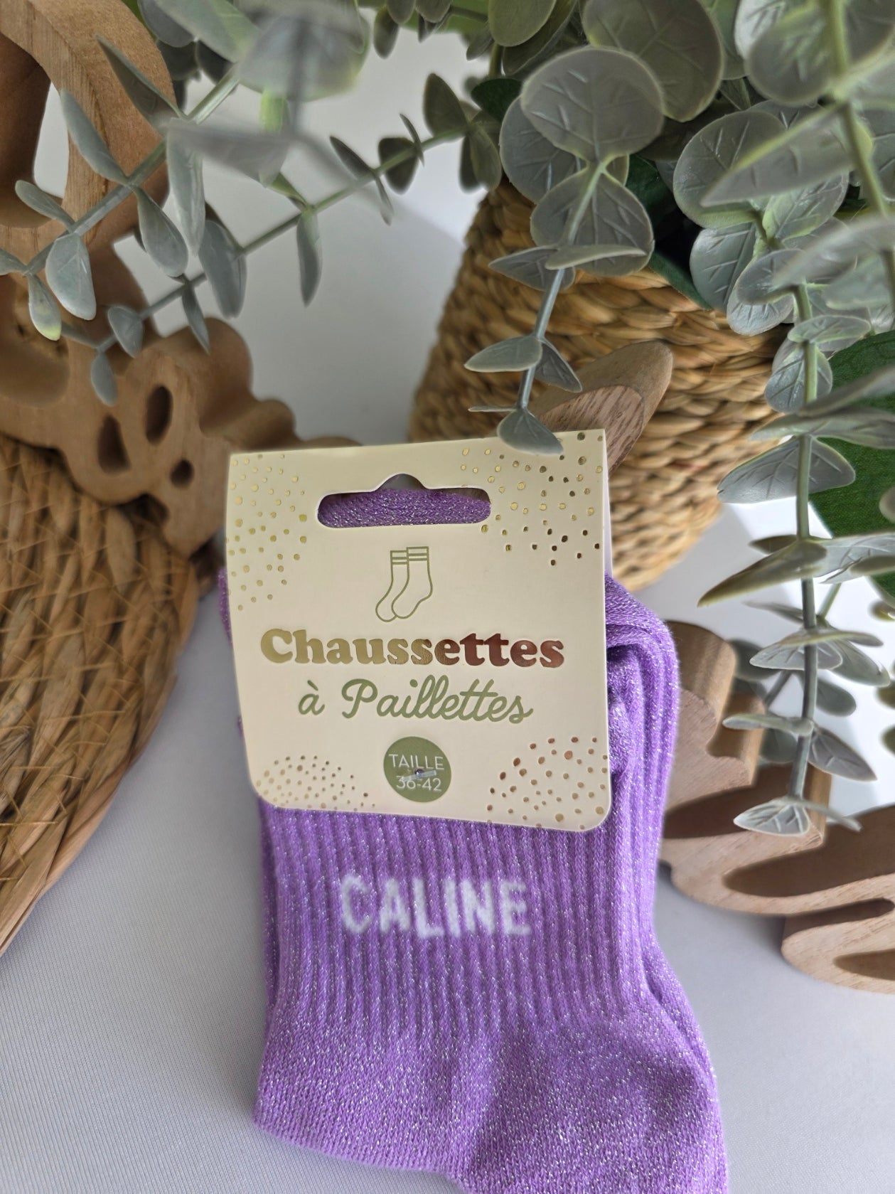 CALINE - Chaussette à Paillette Lilas
