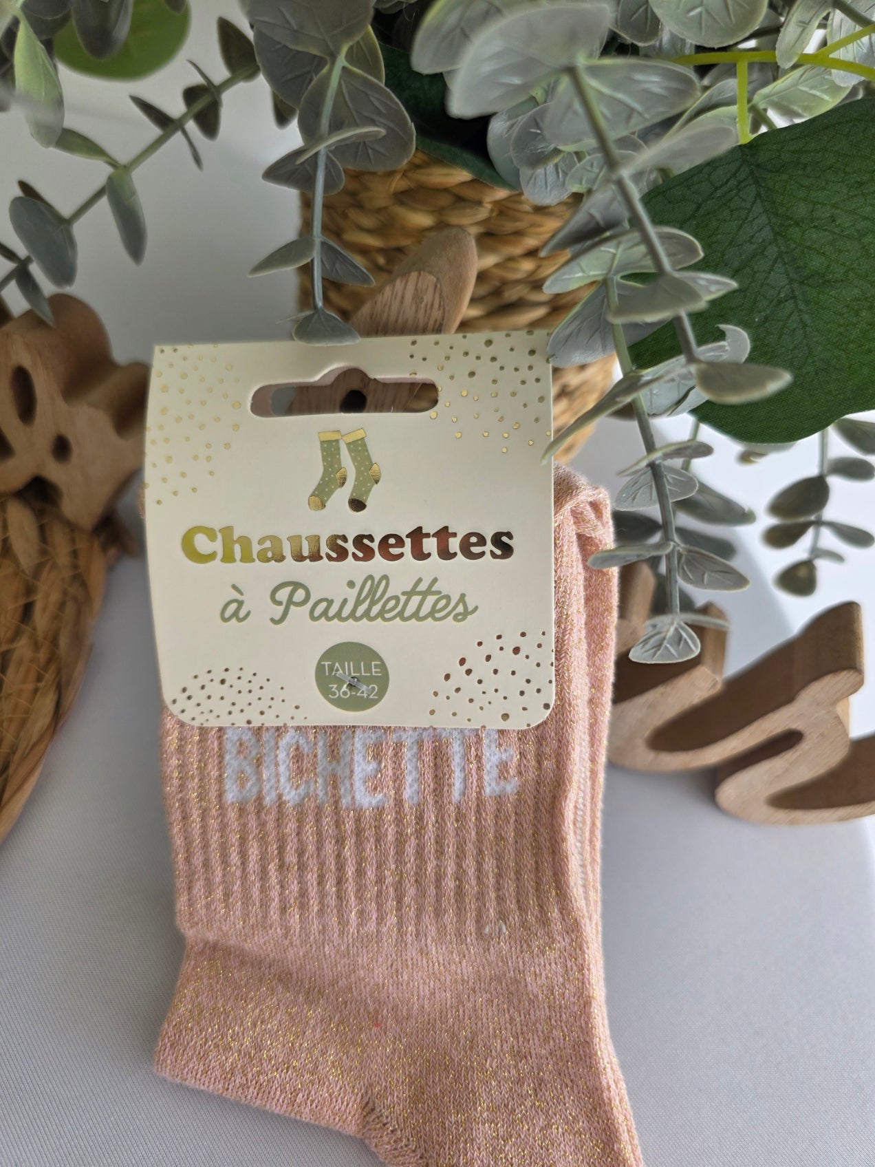 BICHETTE - Chaussette à Paillette Vieux Rose
