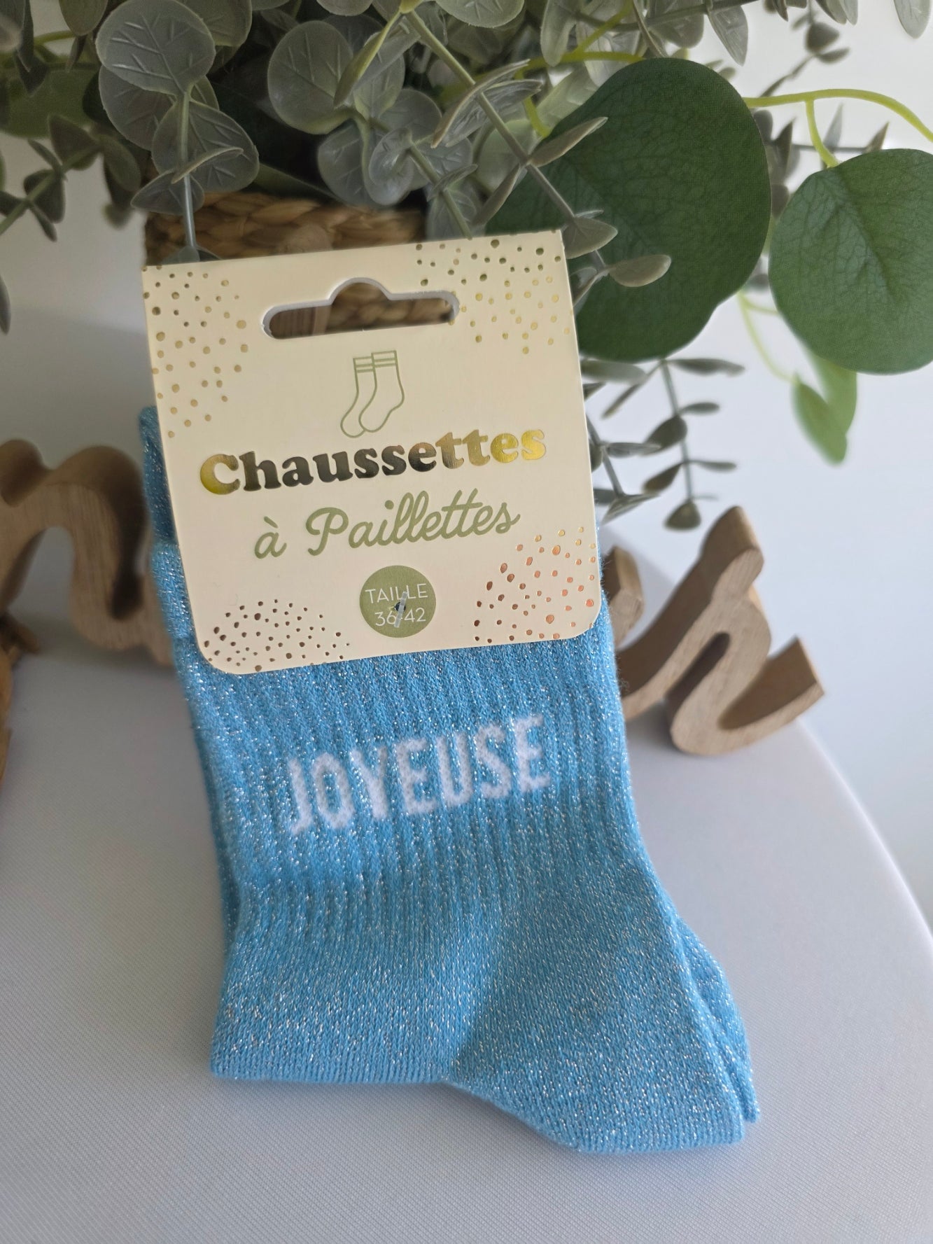 JOYEUSE - Chaussette à Paillette Bleu