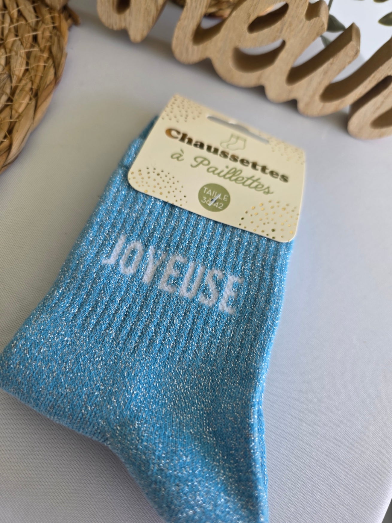 JOYEUSE - Chaussette à Paillette Bleu
