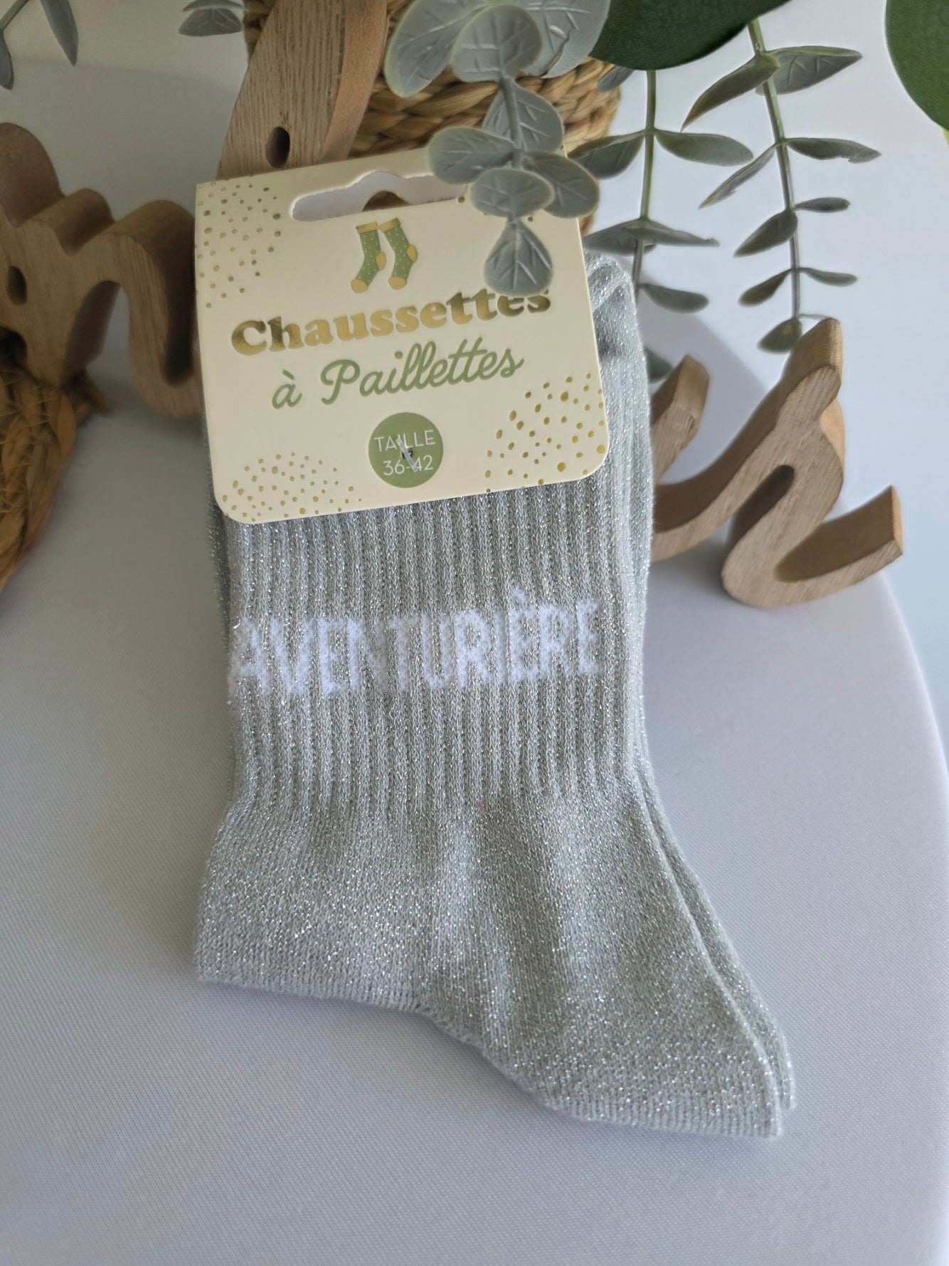 AVENTURIERE - Chaussette à Paillette Gris