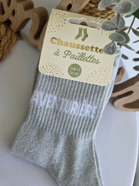 AVENTURIERE - Chaussette à Paillette Gris