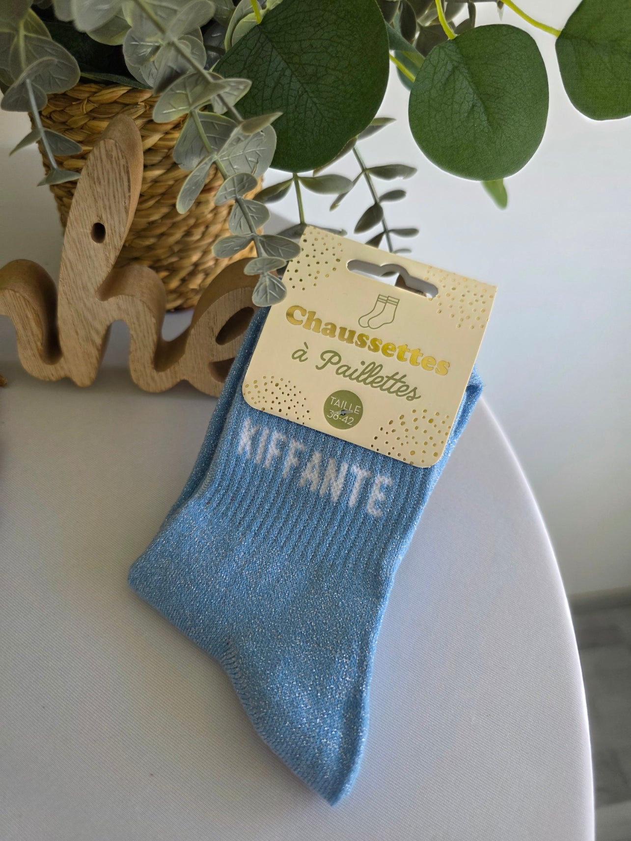 KIFFANTE - Chaussette à Paillette Bleu