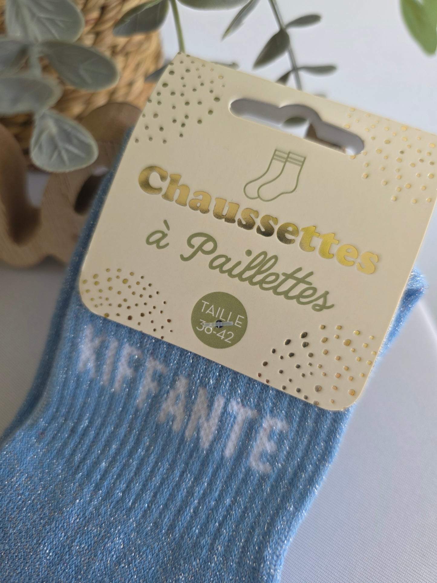 KIFFANTE - Chaussette à Paillette Bleu