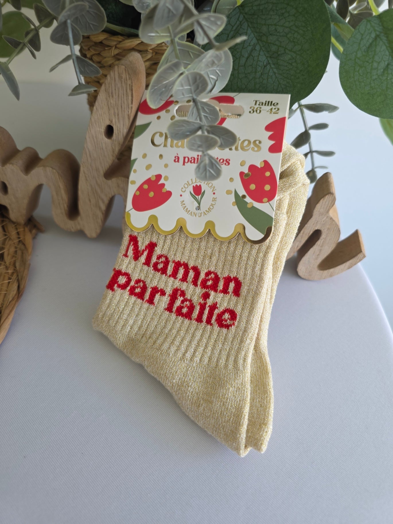 MAMAN PARFAITE - Chaussette à Paillette Beige