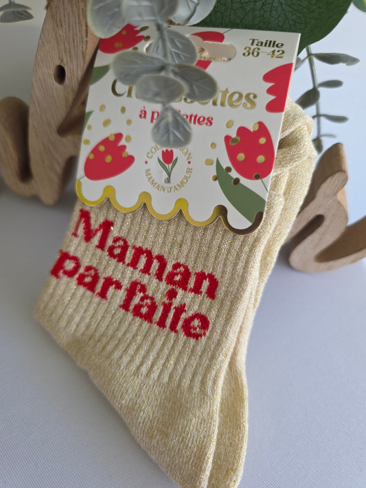 MAMAN PARFAITE - Chaussette à Paillette Beige