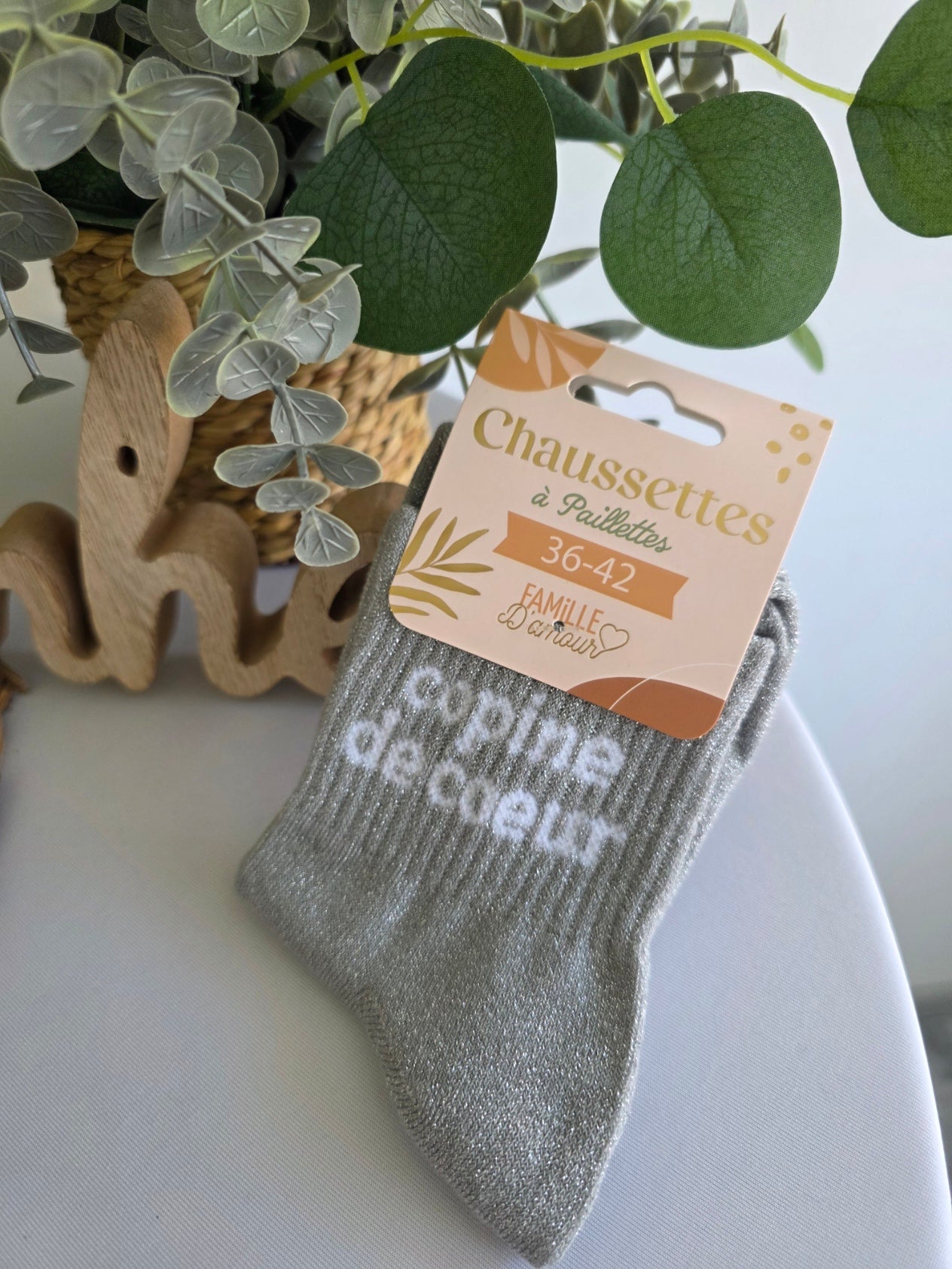 COPINE DE COEUR - Chaussette à Paillette Gris