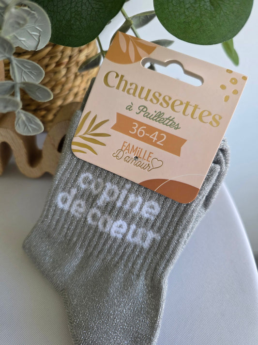 COPINE DE COEUR - Chaussette à Paillette Gris