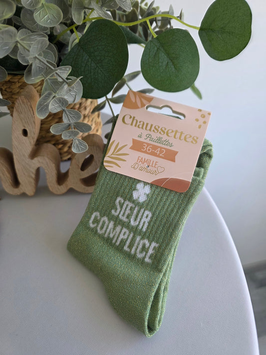 SOEUR COMPLICE - Chaussette à Paillette Vert