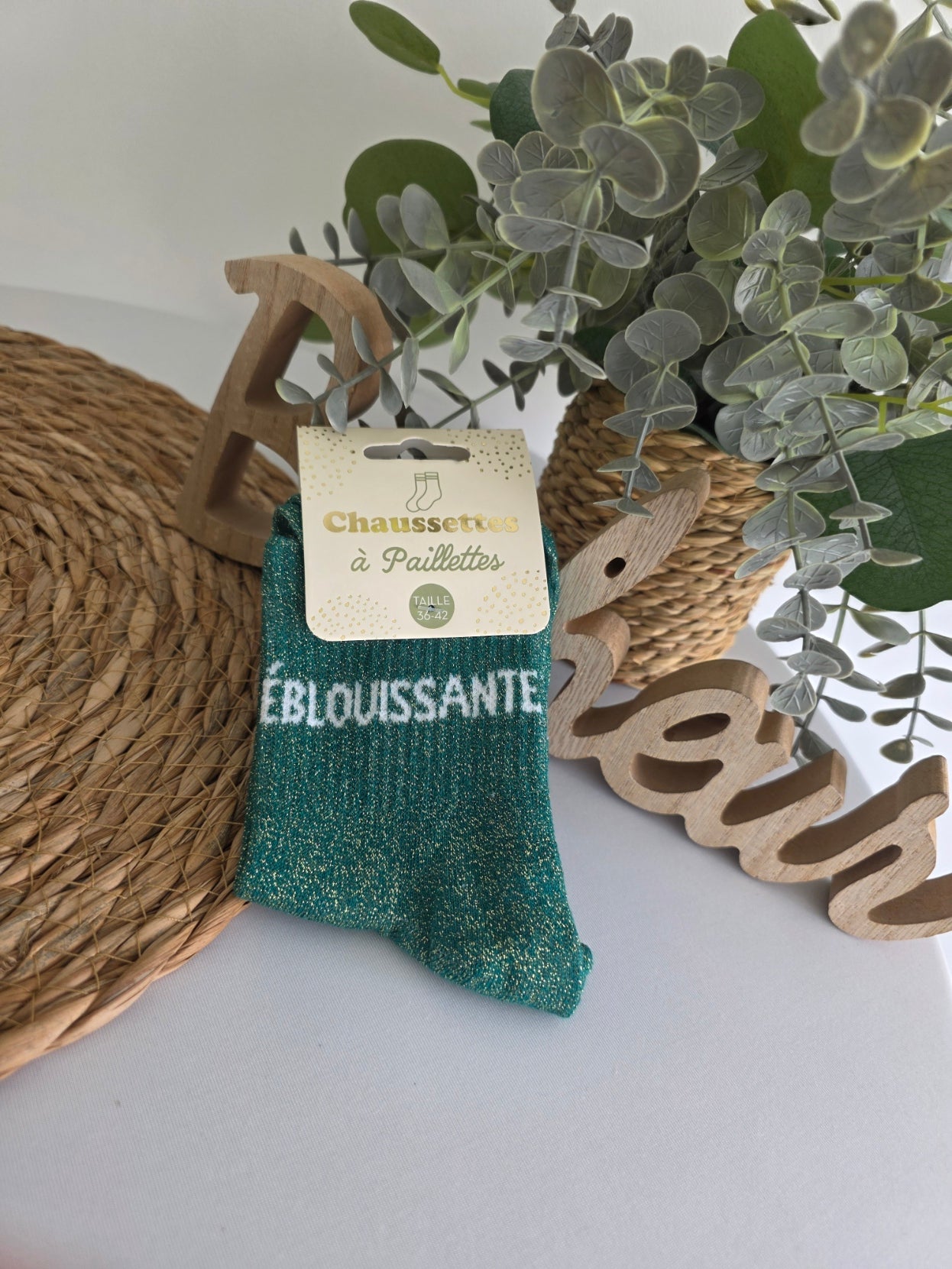 EBLOUISSANTE - Chaussette à Paillette Vert