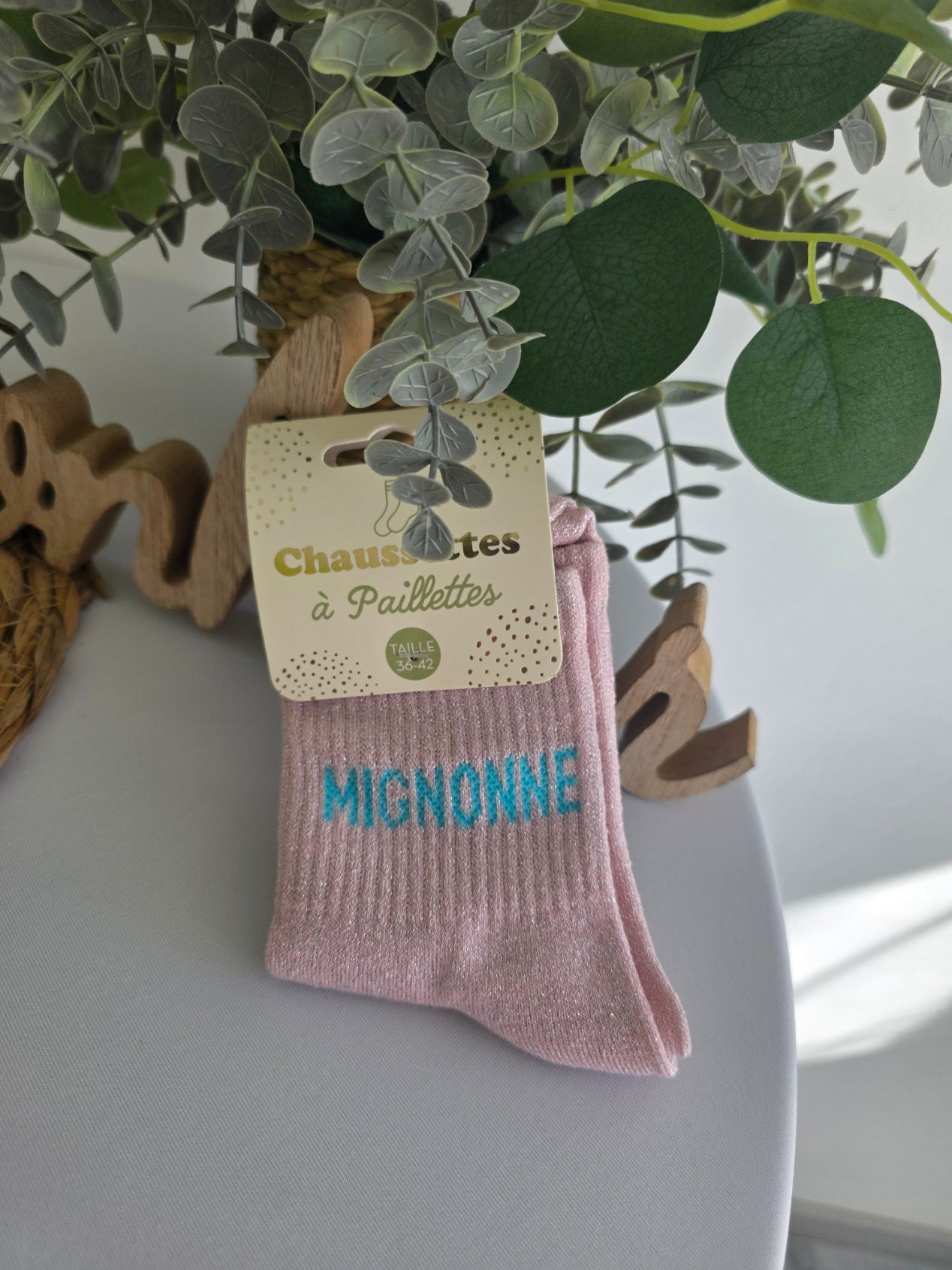 MIGNONNE - Chaussette à Paillette Rose