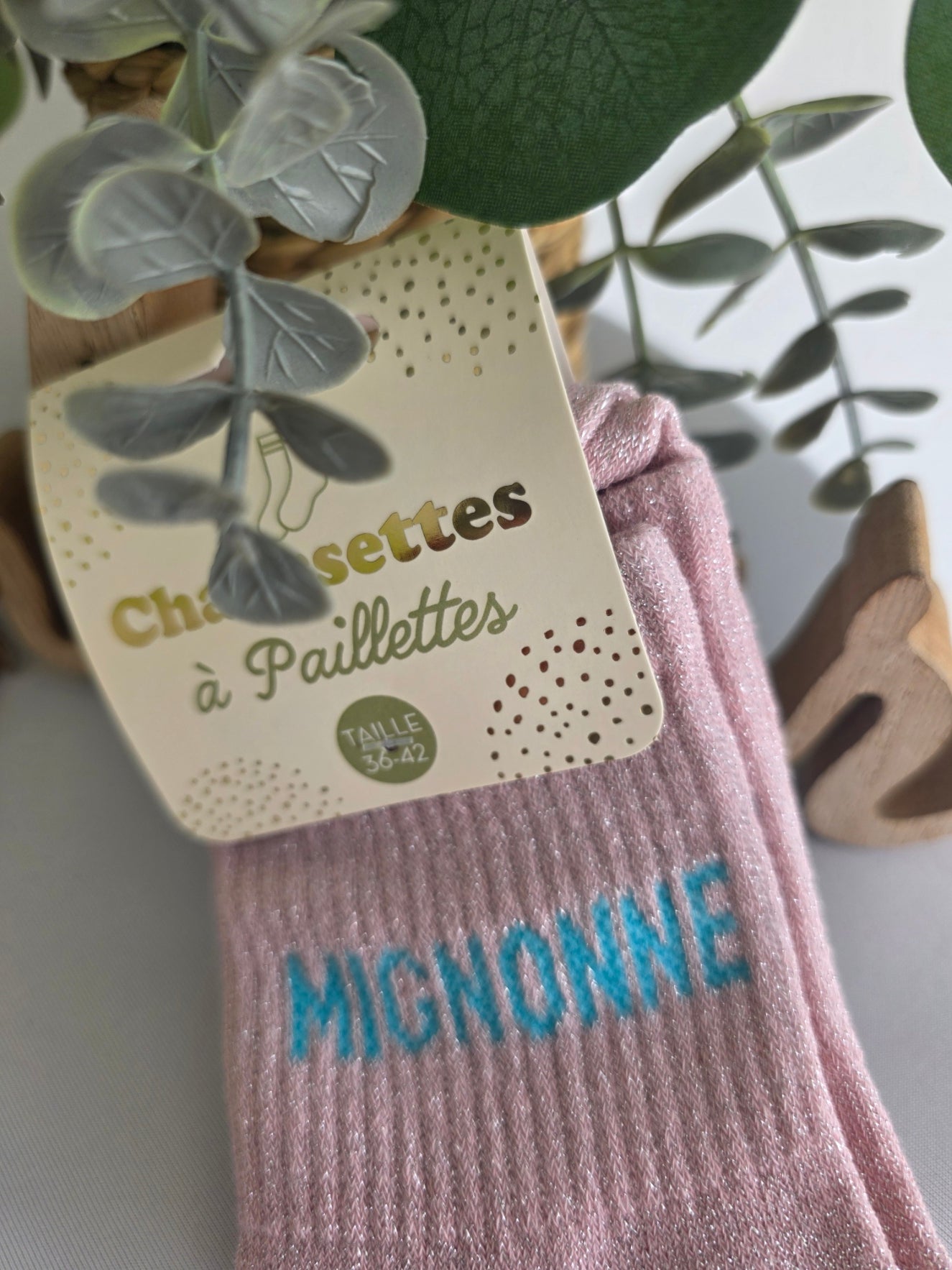 MIGNONNE - Chaussette à Paillette Rose