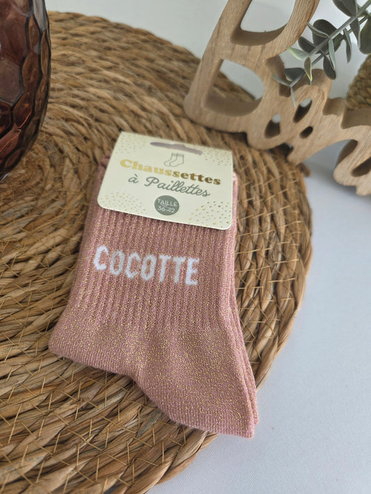 COCOTTE - Chaussette à Paillette Vieux Rose