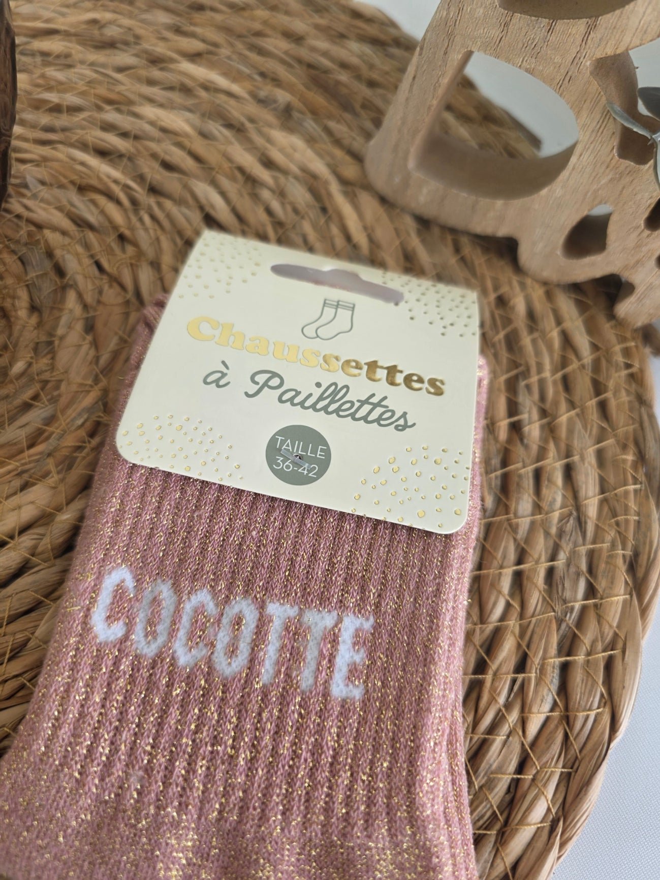 COCOTTE - Chaussette à Paillette Vieux Rose