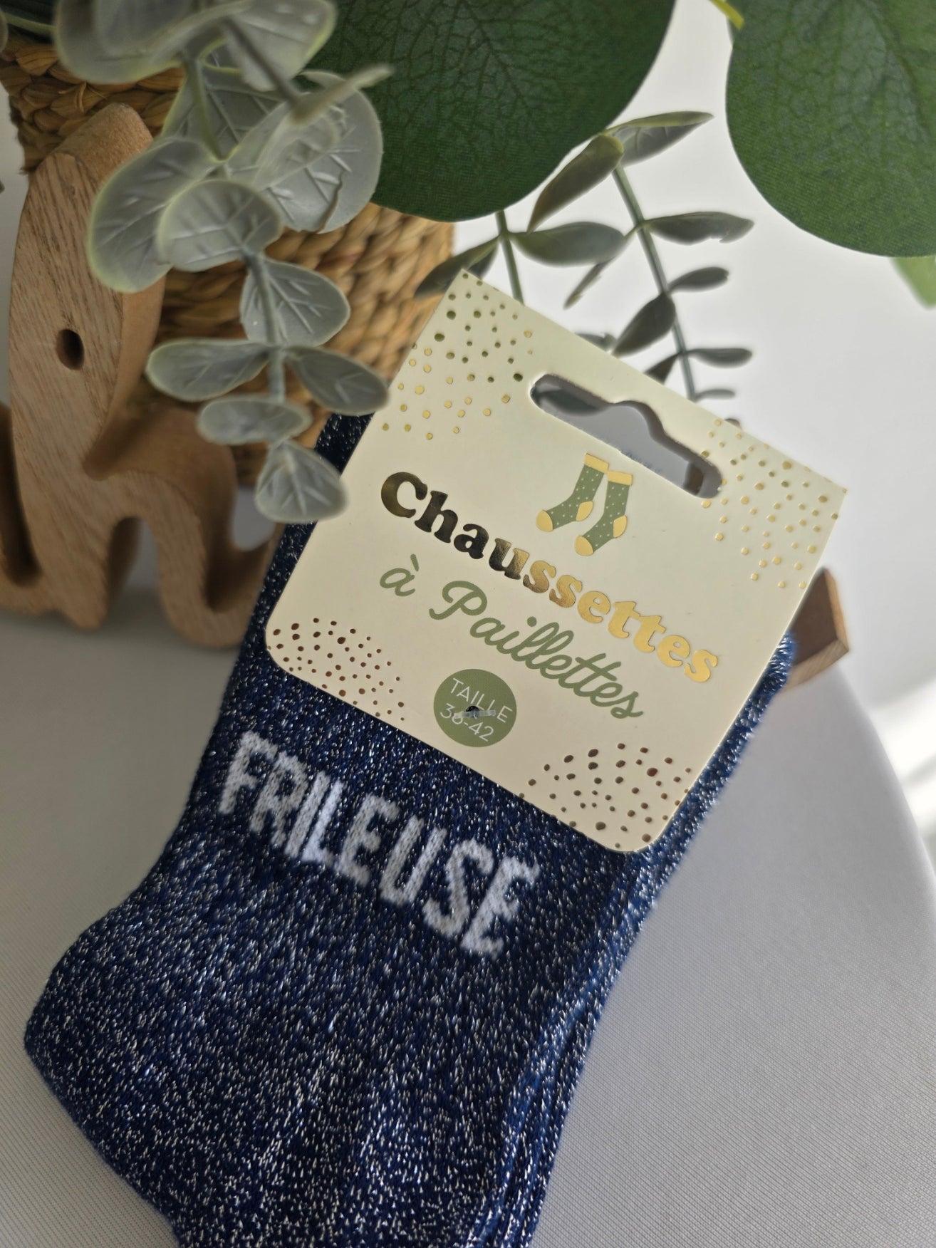 FRILEUSE - Chaussette à Paillette Bleu
