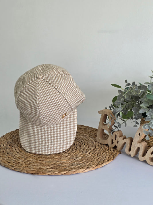 Casquette Féminine Beige Pied Poule
