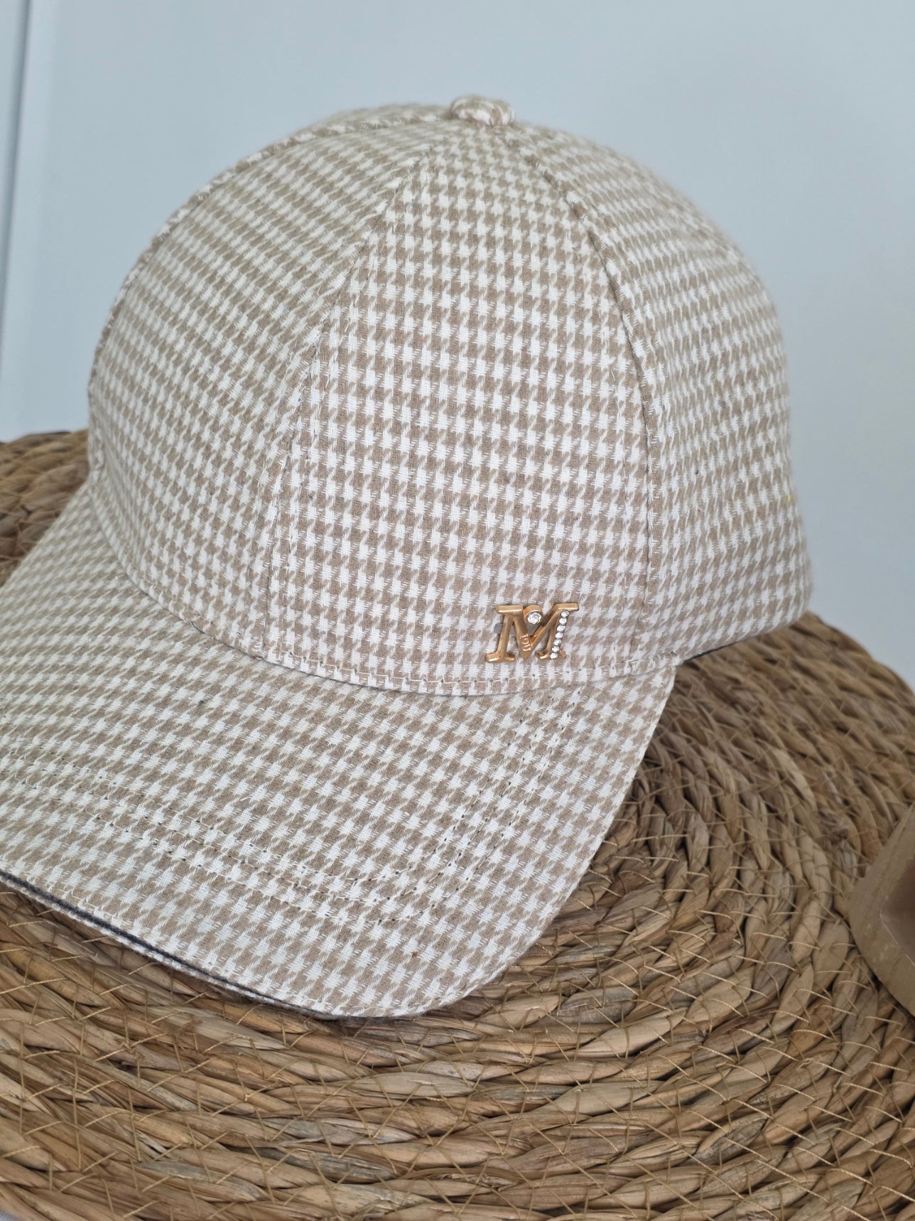 Casquette Féminine Beige Pied Poule
