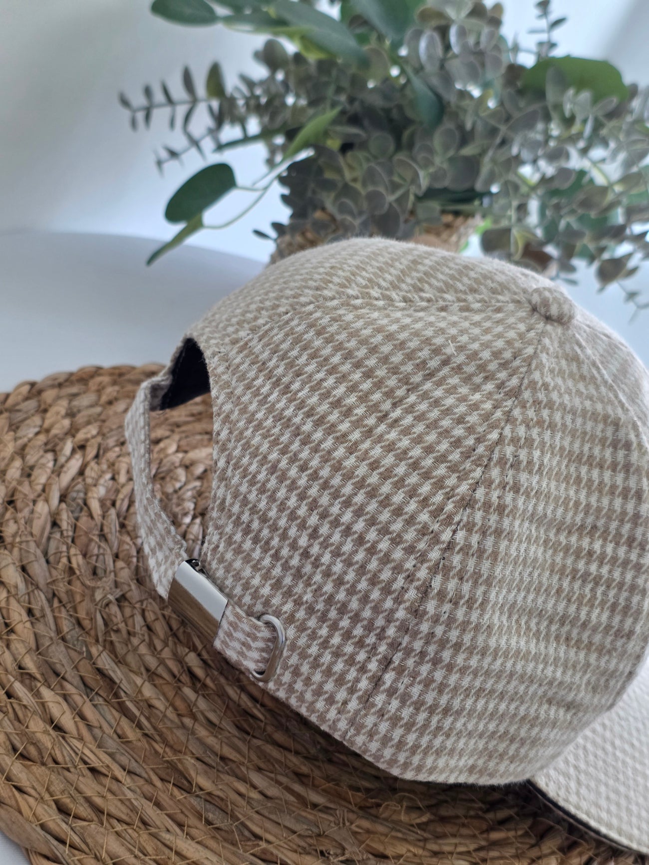 Casquette Féminine Beige Pied Poule