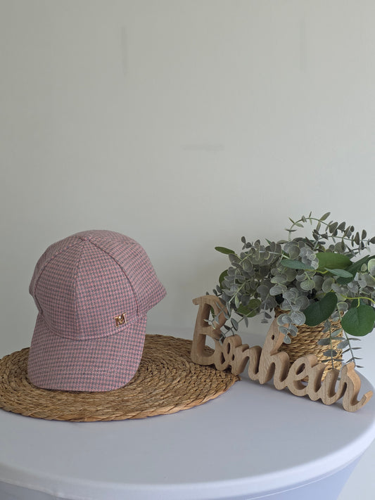 Casquette Féminine Rose Pied de Poule