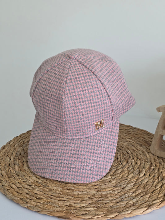 Casquette Féminine Rose Pied de Poule
