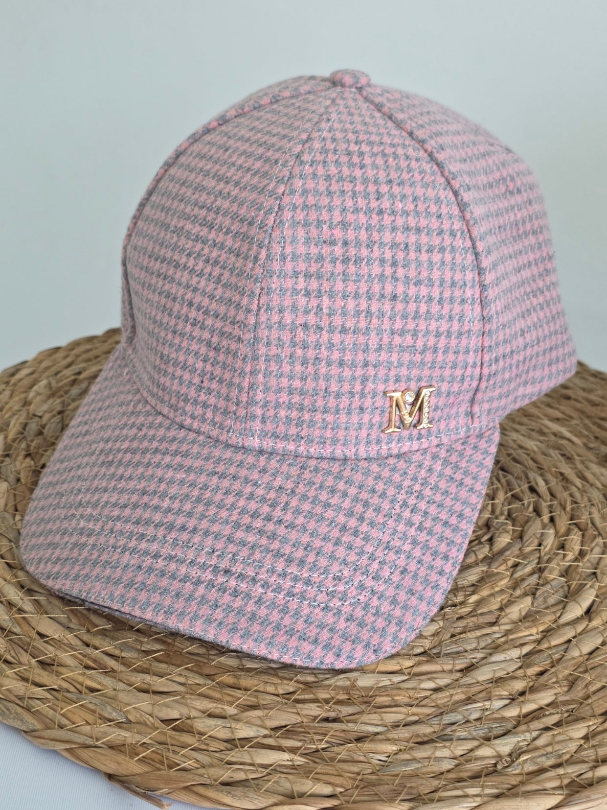 Casquette Féminine Rose Pied de Poule