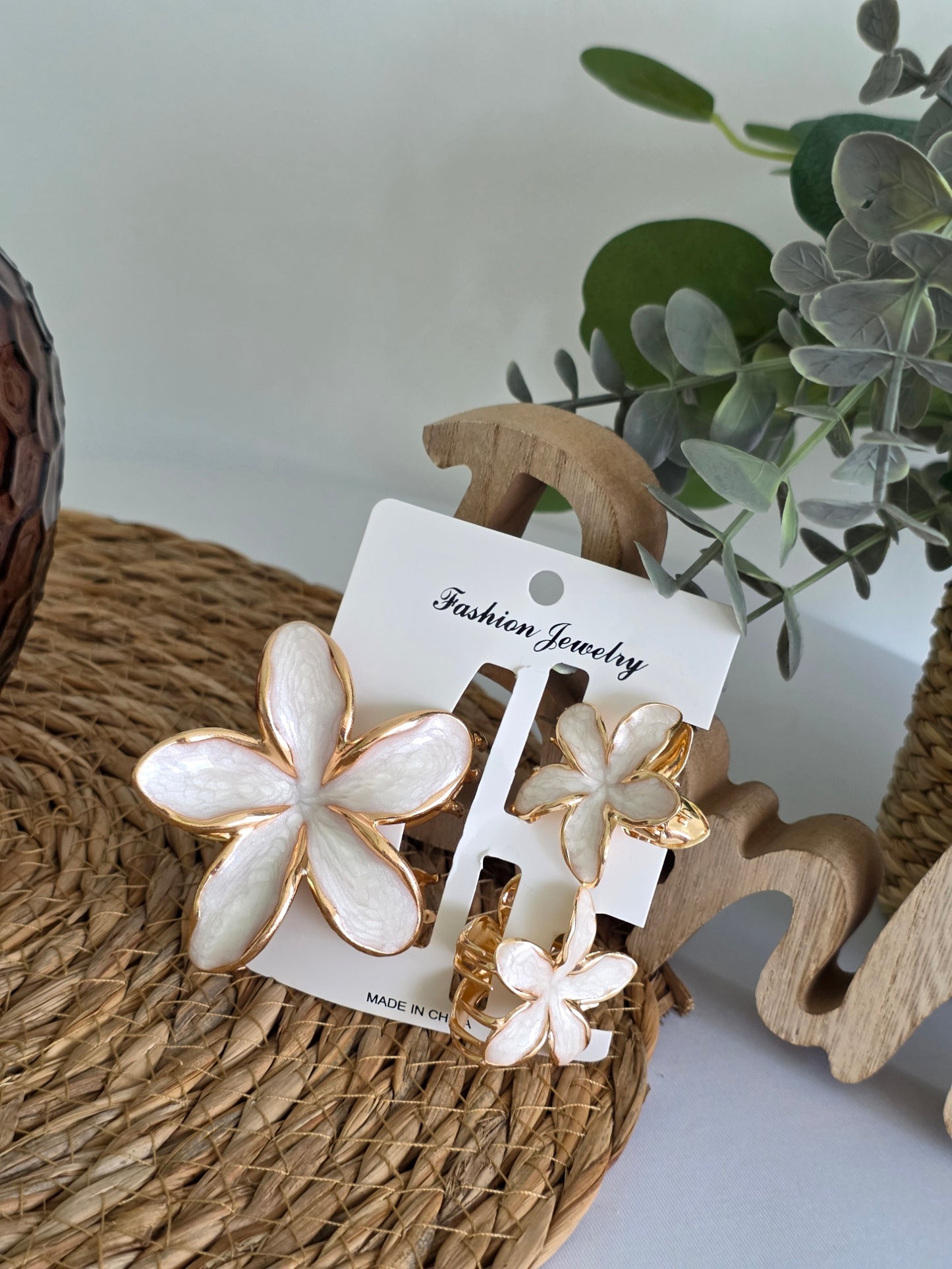 Nos Pinces à Fleur Blanc Nacré - Lot de 3
