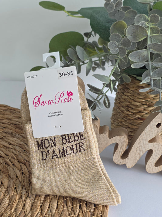 MON BEBE D'AMOUR - Chaussette à Paillette Enfant Beige