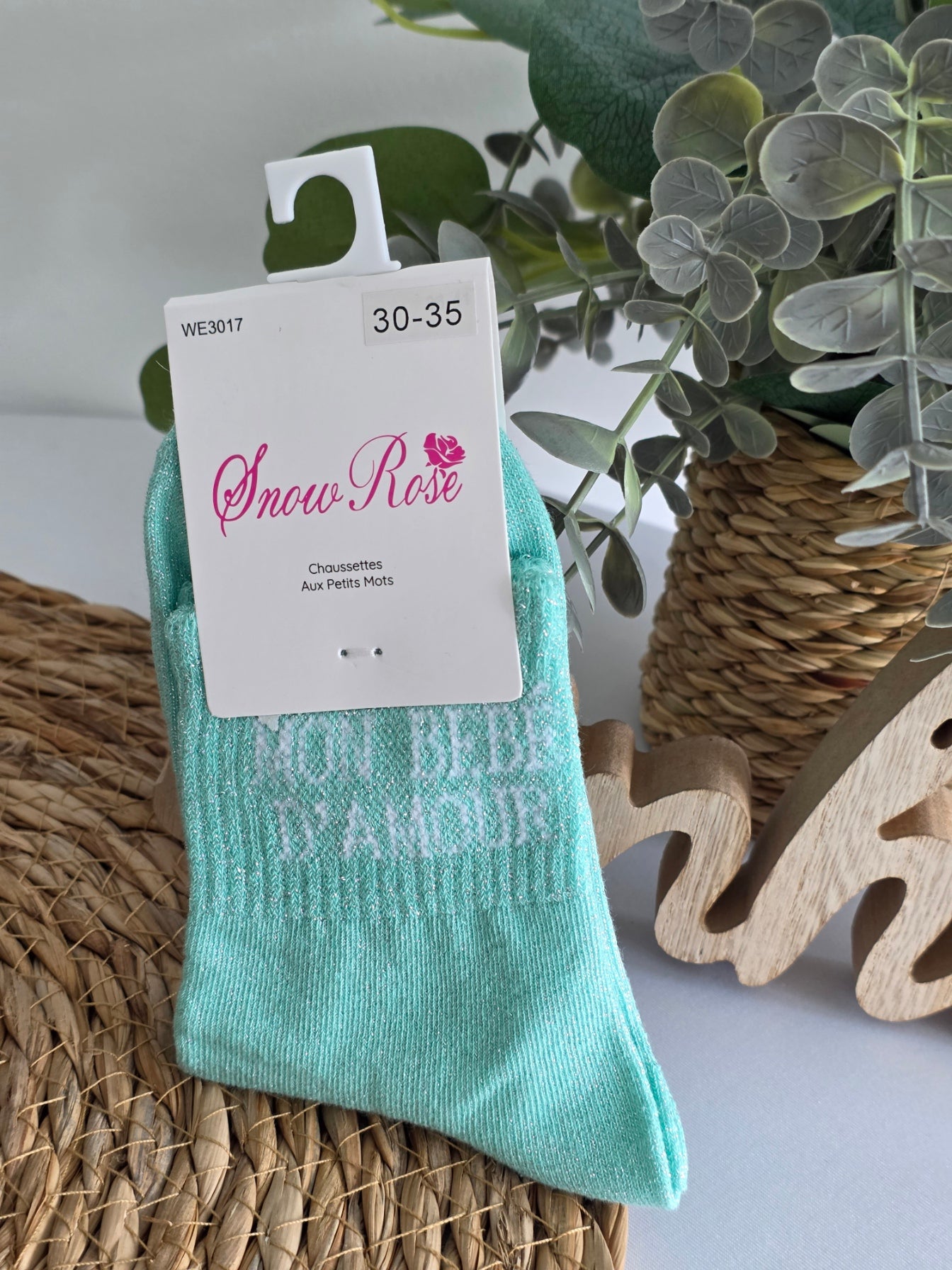 MON BEBE D'AMOUR - Chaussette à Paillette Enfant  Menthe