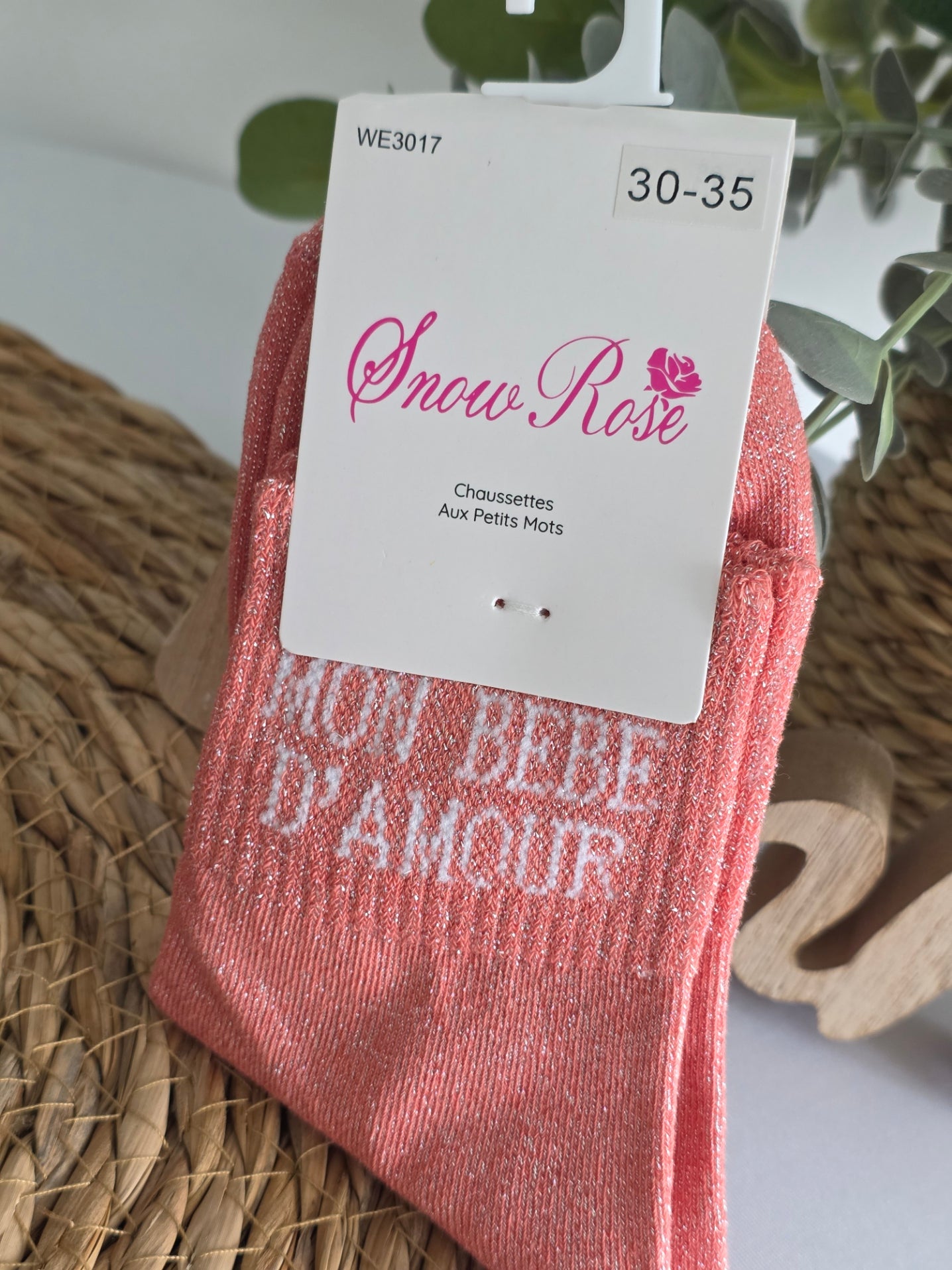 MON BEBE D'AMOUR - Chaussette à Paillette Enfant  Corail