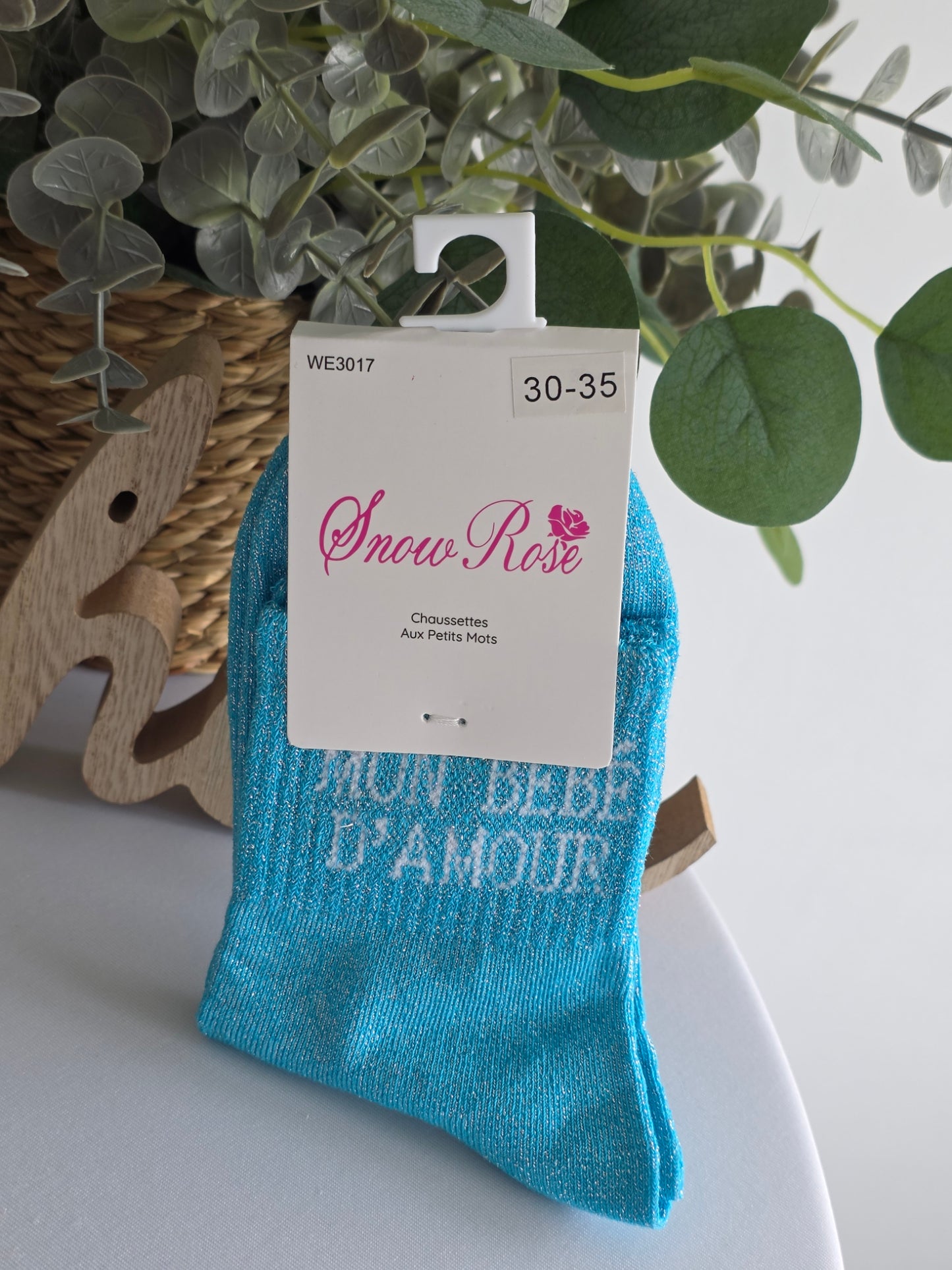 MON BEBE D'AMOUR - Chaussette à Paillette Enfant  Bleu