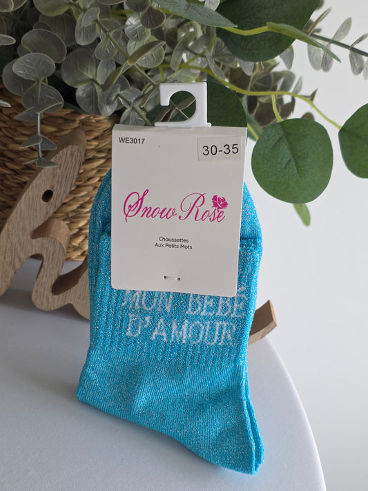 MON BEBE D'AMOUR - Chaussette à Paillette Enfant  Bleu