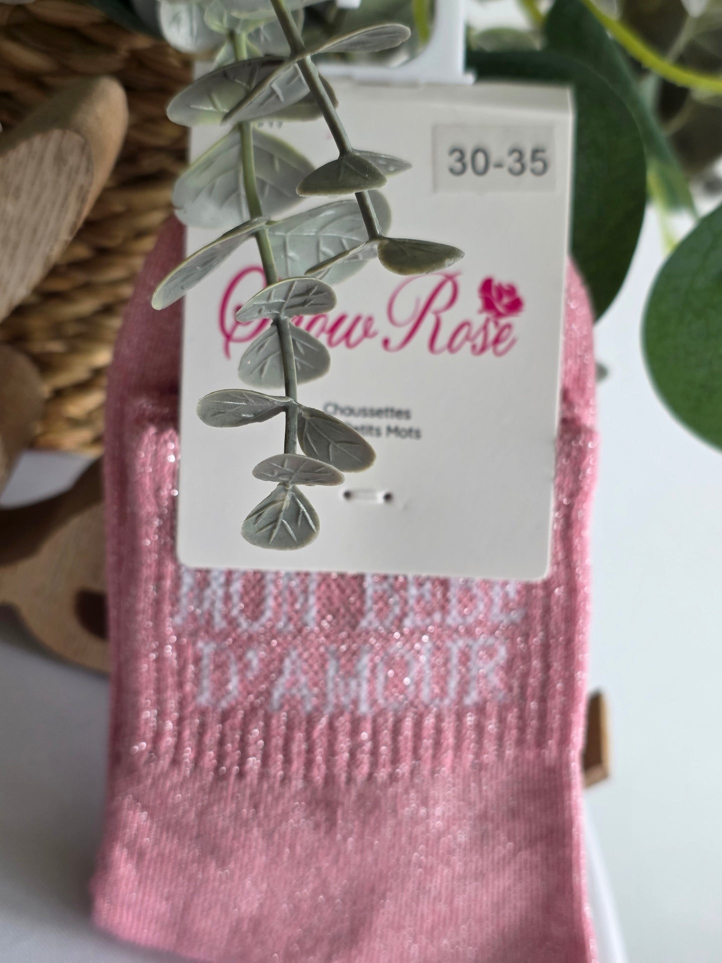 MON BEBE D'AMOUR - Chaussette à Paillette Enfant  Rose