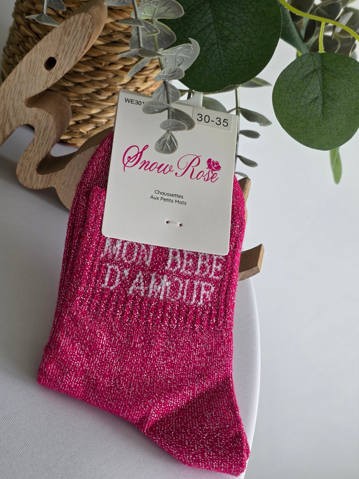MON BEBE D'AMOUR - Chaussette à Paillette Enfant  Fuchsia