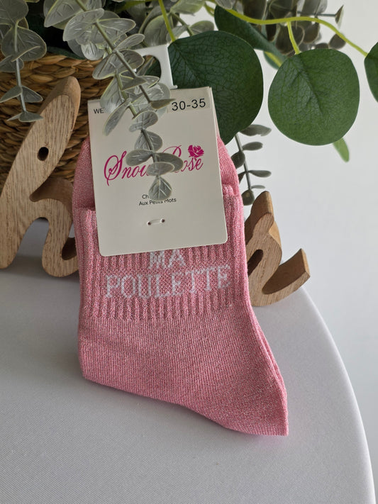 MA POULETTE - Chaussette à Paillette Enfant  Rose