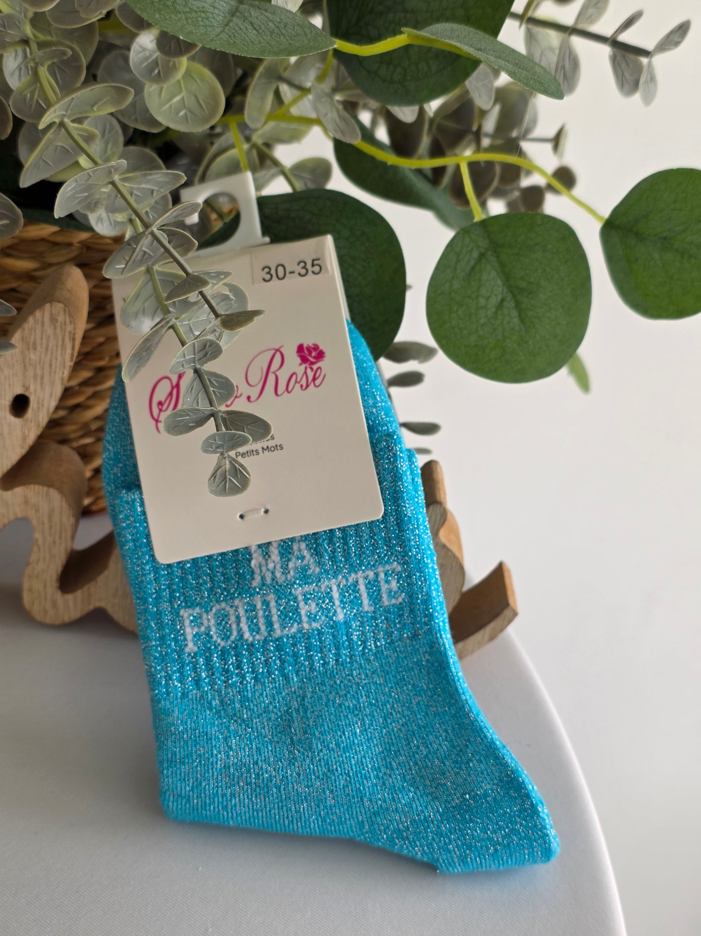MA POULETTE - Chaussette à Paillette Enfant  Bleu