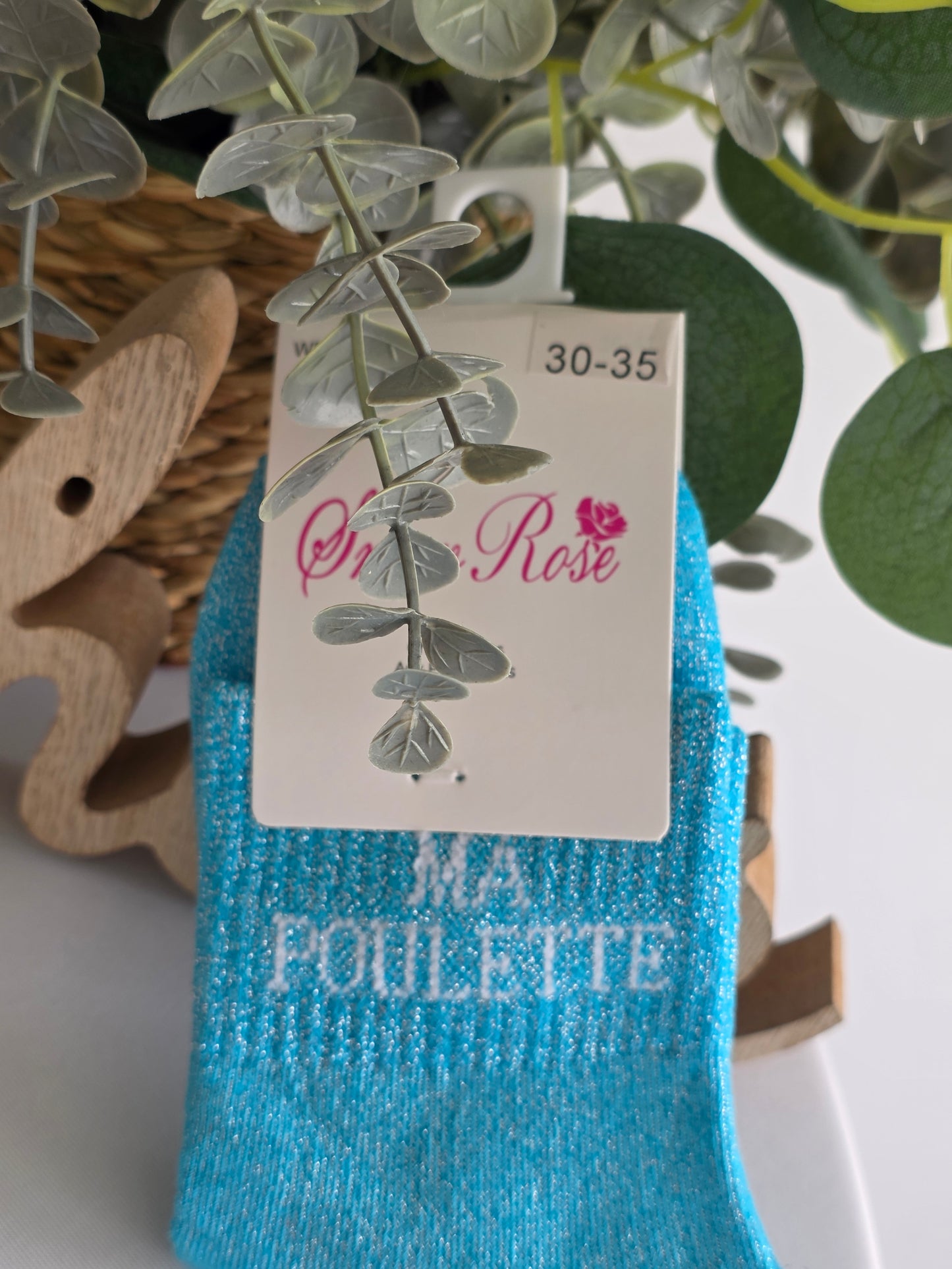 MA POULETTE - Chaussette à Paillette Enfant  Bleu