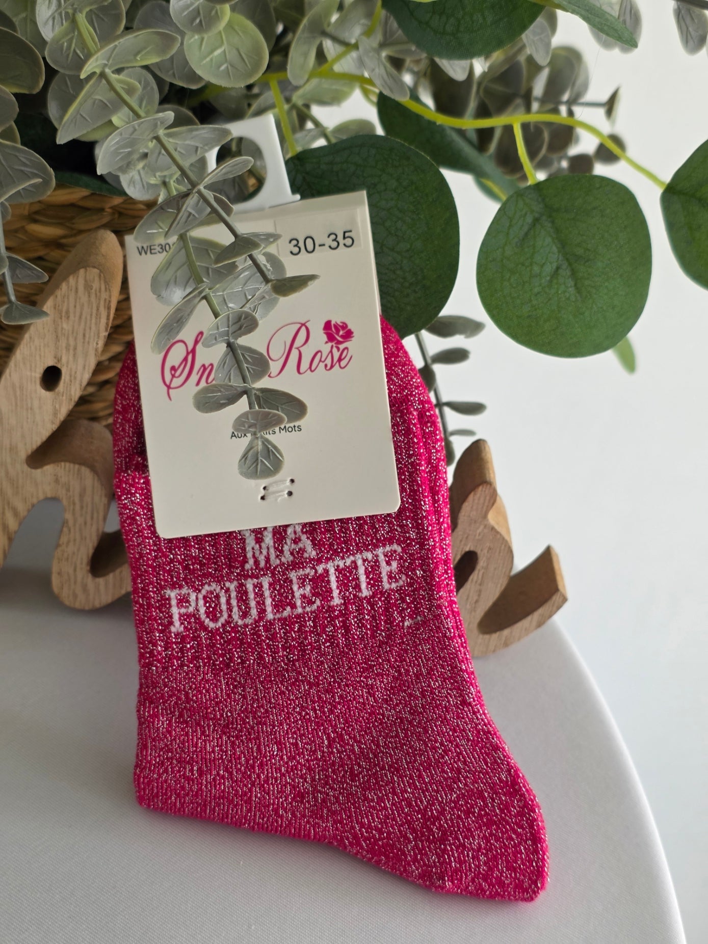 MA POULETTE - Chaussette à Paillette Enfant  Fuchsia
