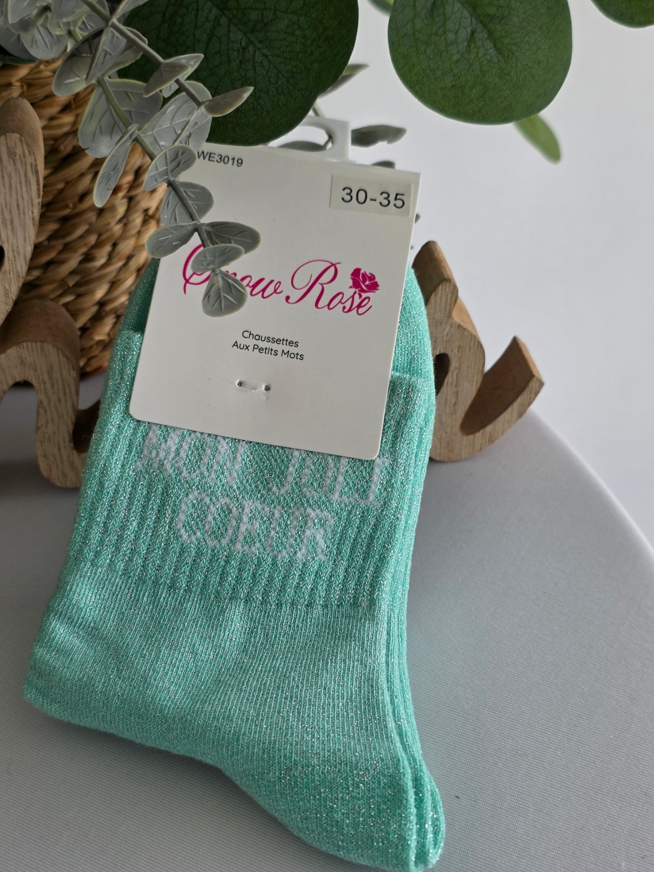 MON JOLI COEUR - Chaussette à Paillette Enfant  Menthe