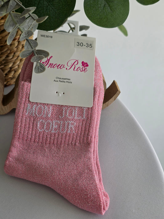 MON JOLI COEUR - Chaussette à Paillette Enfant  Rose