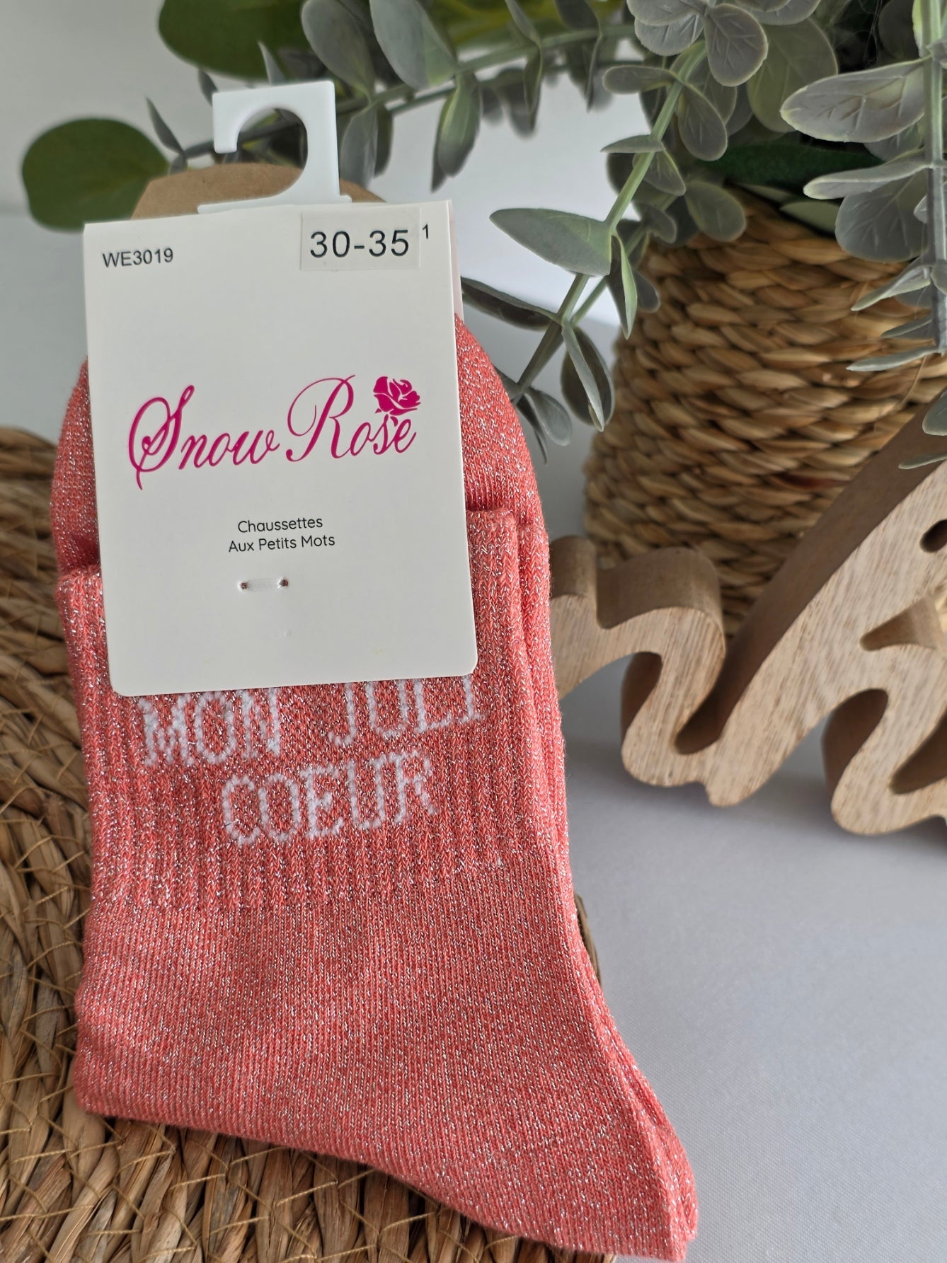 MON JOLI COEUR - Chaussette à Paillette Enfant  Corail