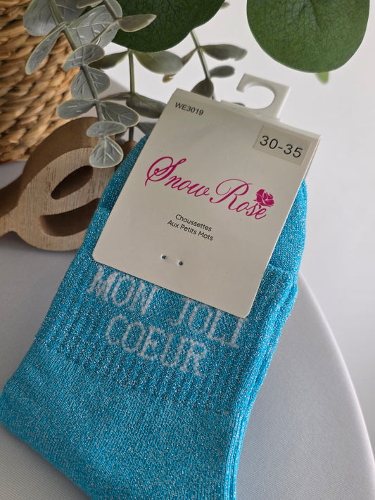 MON JOLI COEUR - Chaussette à Paillette Enfant  Bleu