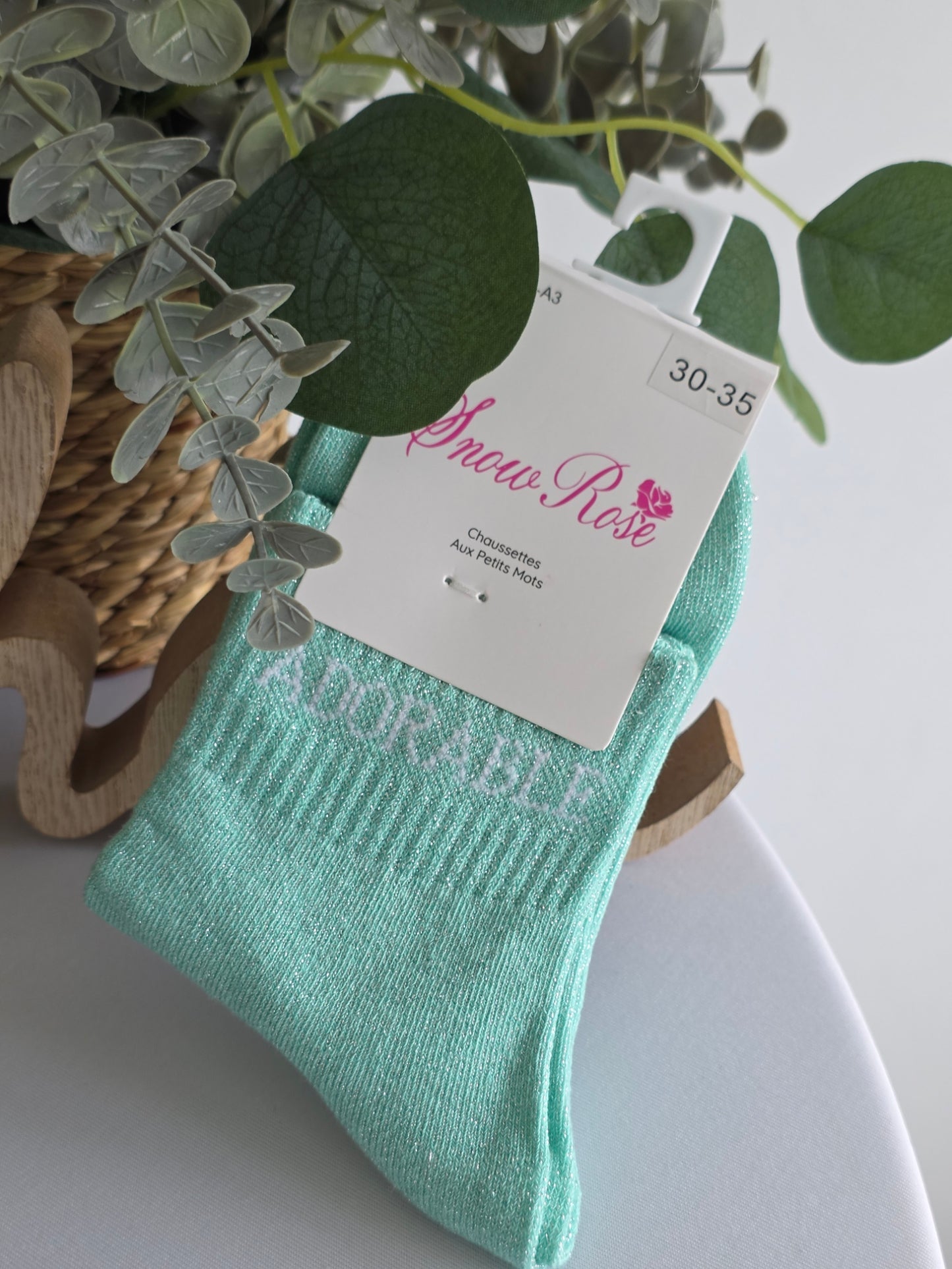 ADORABLE - Chaussette à Paillette Enfant  Menthe