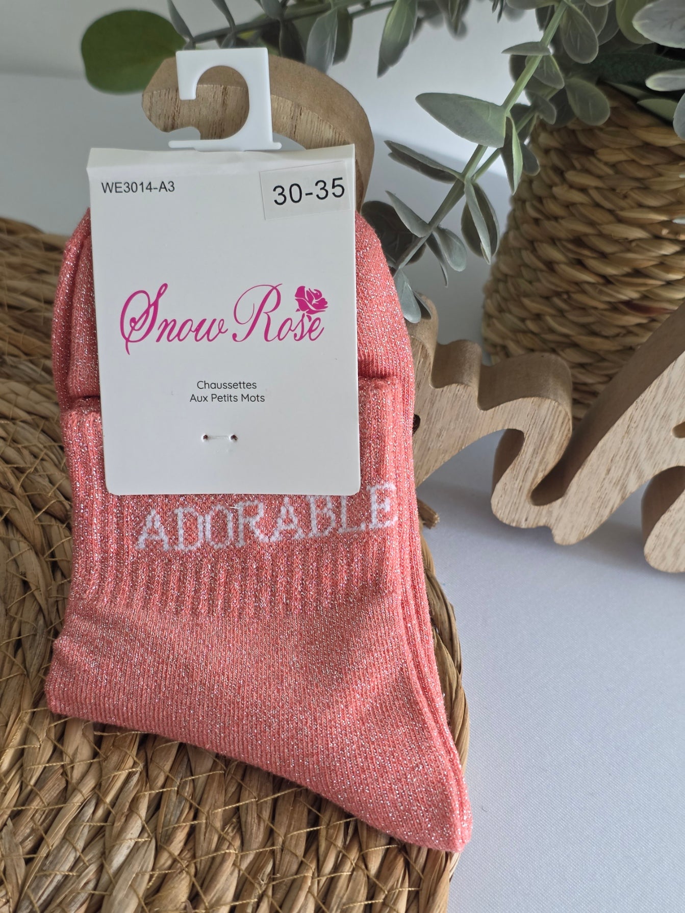 ADORABLE - Chaussette à Paillette Enfant  Corail