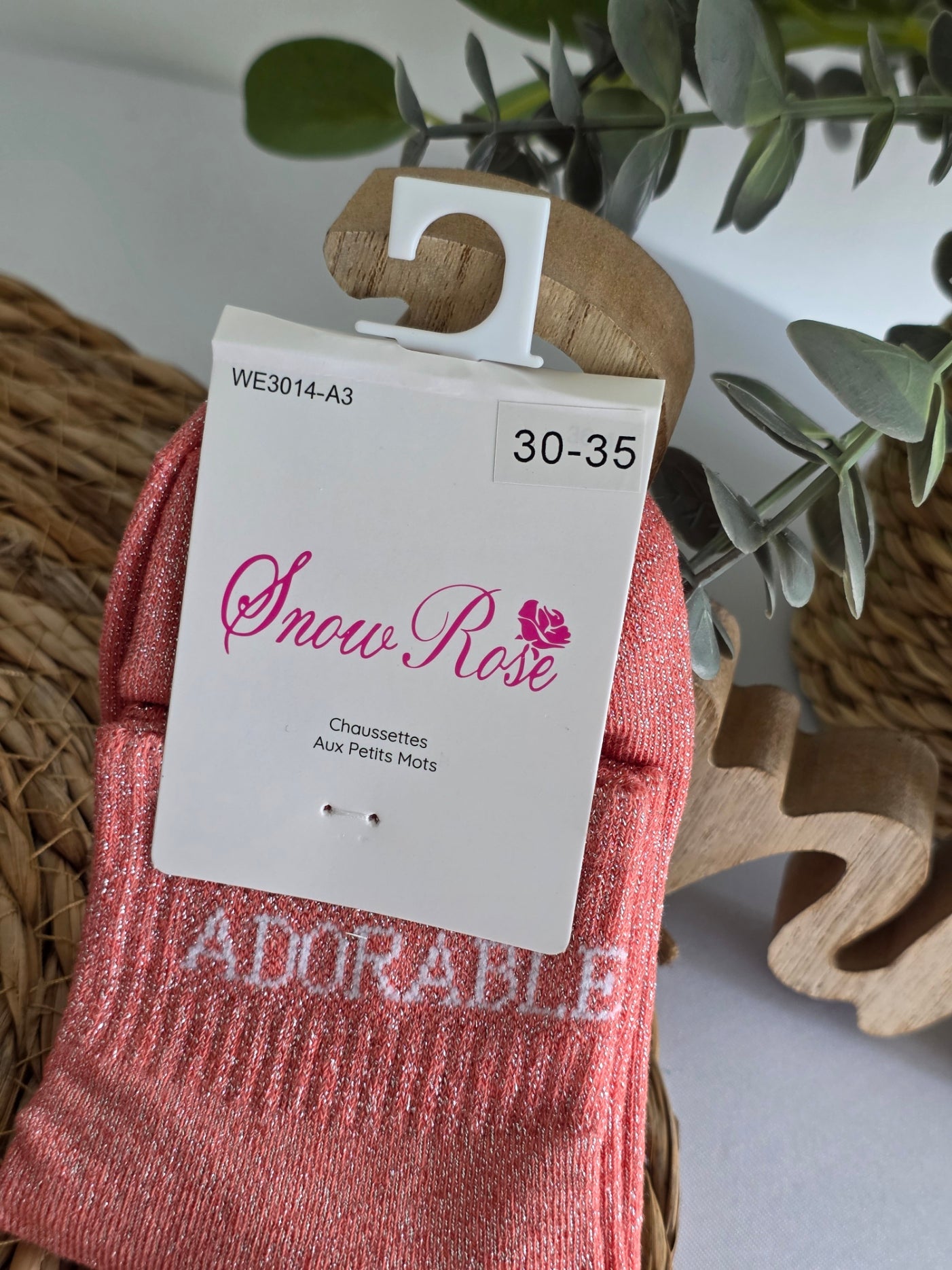 ADORABLE - Chaussette à Paillette Enfant  Corail