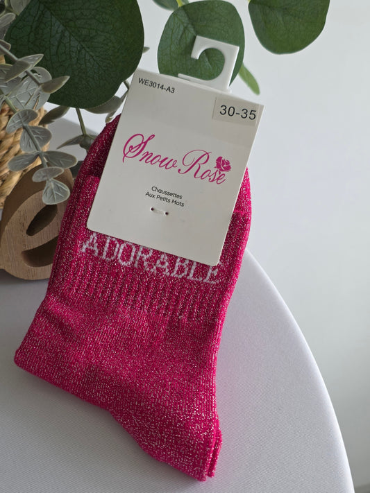 ADORABLE - Chaussette à Paillette Enfant  Fuchsia